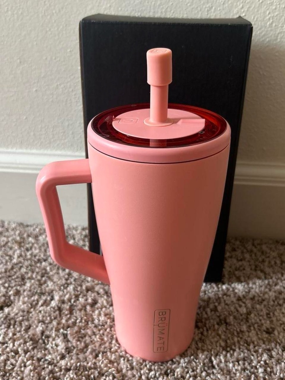 BrüMate Guava Insulated Travel Mug with Straw Lid